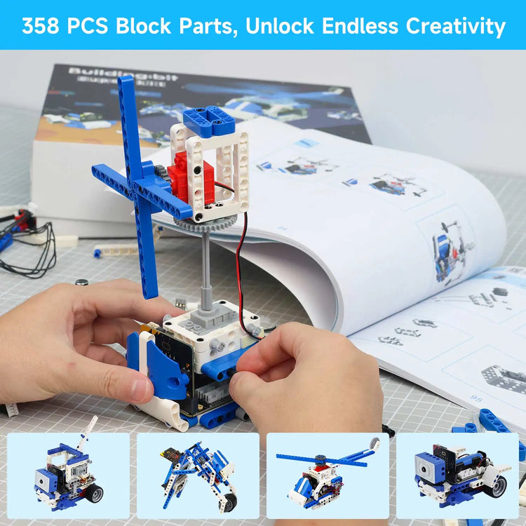 BBC Microbit V2 Robot DIY Electronic Starter Kit for Kids Educational Science Projects STEM Programming with Chargeable Battery