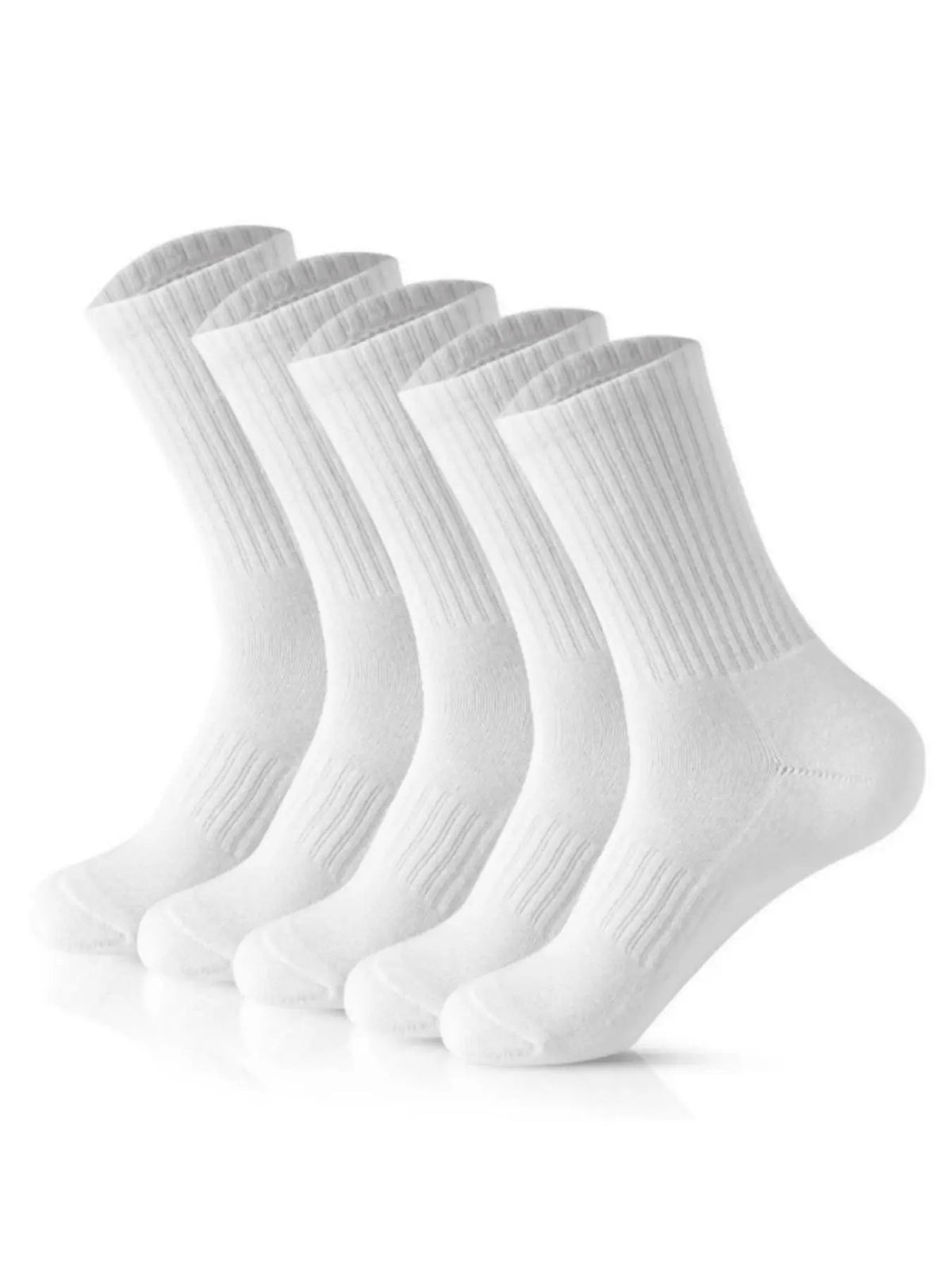Men'S 5 Pairs Solid Crew Socks, Casual Comfy Sock Set for Daily Outdoor Wear, Socks for Men, Knitted Socks for All Seasons