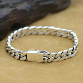 100% S925 Sterling Silver Bracelet 8MM Punk S925 Silver Jewelry Never Fade Men Women Jewelry Gifts