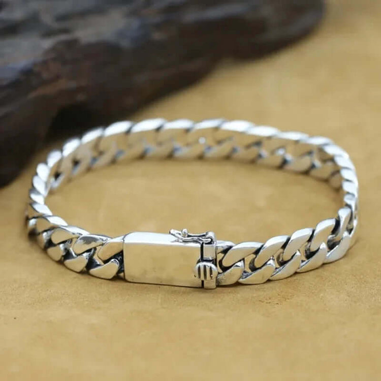 100% S925 Sterling Silver Bracelet 8MM Punk S925 Silver Jewelry Never Fade Men Women Jewelry Gifts