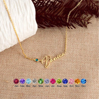 Personalized Letter Name Pendant Birthstone Necklace | Silver Fox Sales