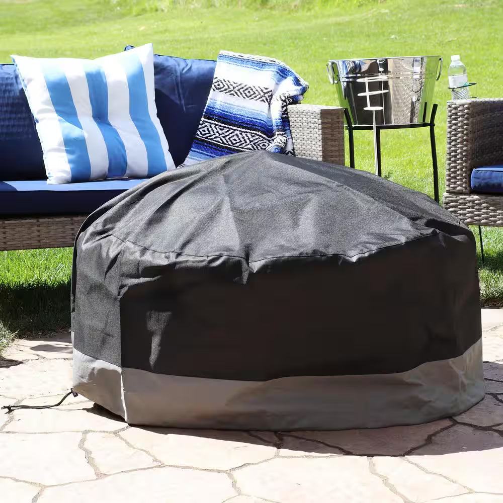40 In. Gray/Black round 2-Tone Outdoor Fire Pit Cover
