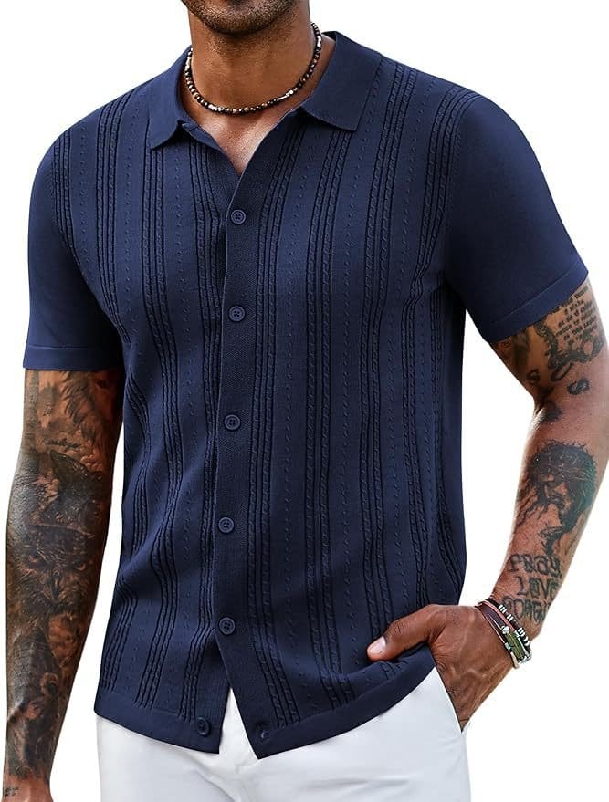 Fashionable Striped Hollow-Out Knitted Sweater For Men | Silver Fox Sales