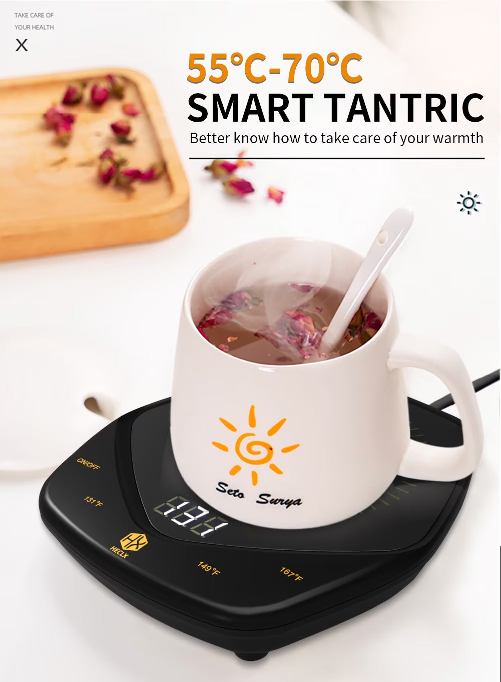Coffee Mug Warmer Auto Shut off for Desk, 3 Temperature-Controlled Smart Cup Warmer, Electric Tea & Espresso Beverage Warmers for Heating Coffee, Tea, Water, Milk (Black - 14Oz)