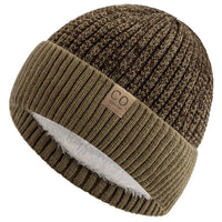 New Unisex Two-Tone Winter Hats Add Fur Lined Men and Women Fashion Warm Beanie Cap Casual Winter Knitted Hats