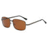 Mens Polarized Square Sunglasses UV Protection in brown color with stylish metal frame.