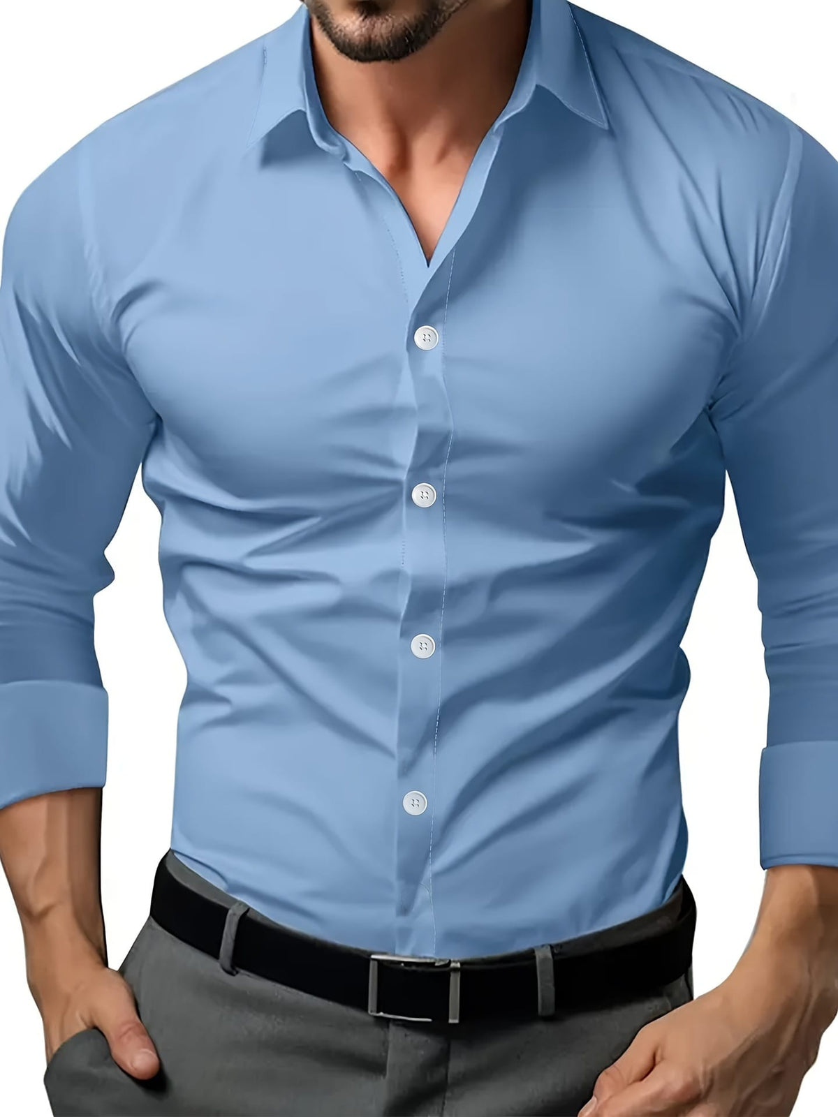 Men's Dark Gray Semi-Sheer Dress Shirt | Silver Fox Sales