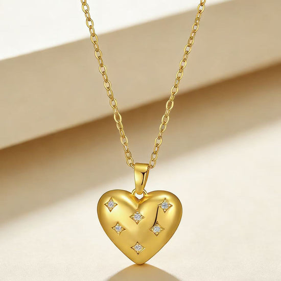 Double Heart Moissanite Necklace For Women Clavicle Chain With Love Pendant