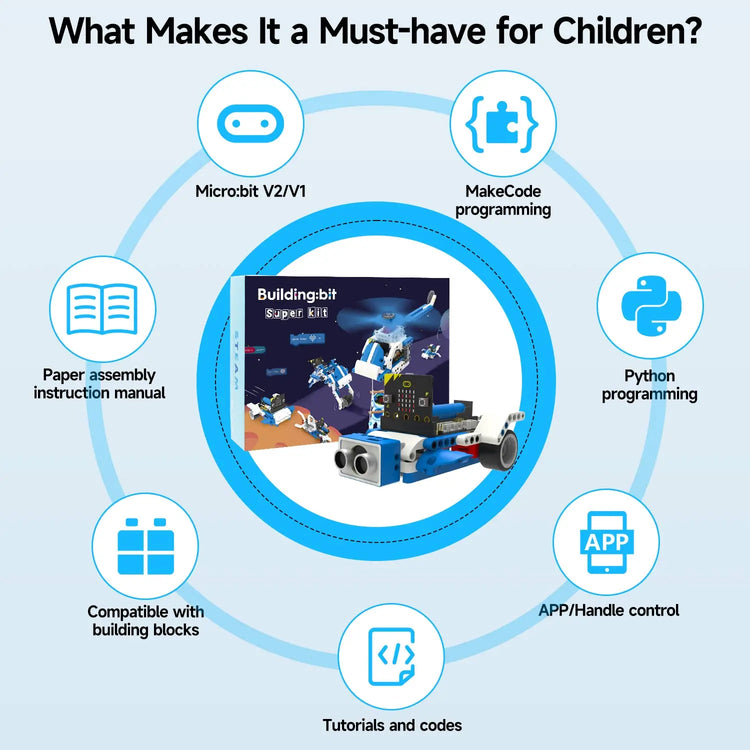 BBC Microbit V2 Robot DIY Electronic Starter Kit for Kids Educational Science Projects STEM Programming with Chargeable Battery