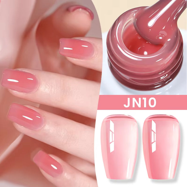 Jelly Nude Gel Nail Polish 10Ml Light Pink Peach Translucent Color UV Light Cure Gel Varnish Nail Art DIY at Home