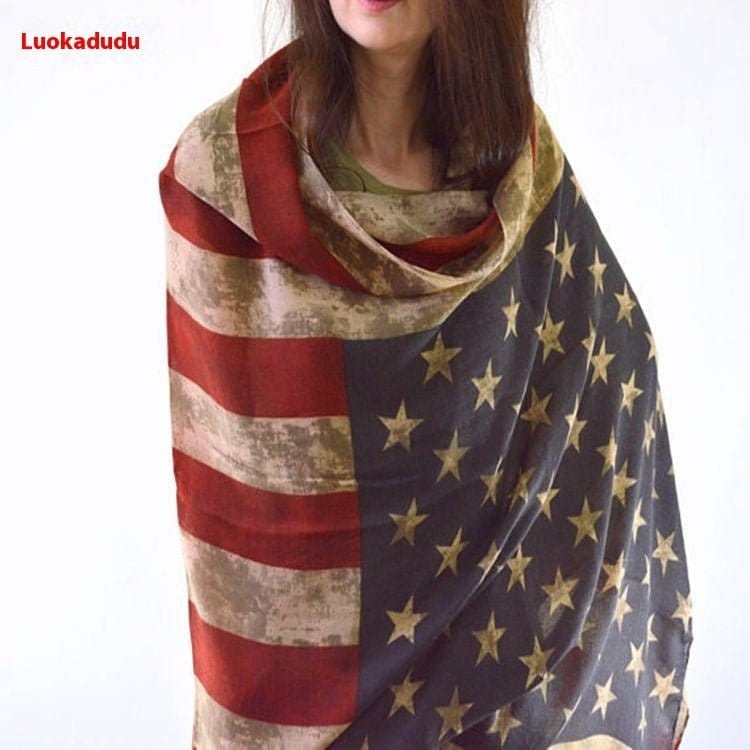 American Flag Printed Scarf Sunscreen Shawl | Silver Fox Sales