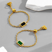 Elegant Green Square-Cut Statement Ring | Silver Fox Sales