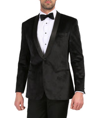 Ferrecci Men's Black Velvet Tuxedo Jacket – Slim Fit Shawl Lapel Dinner Jacket