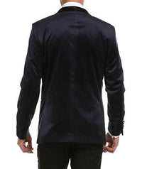 Ferrecci Men's Navy Velvet Tuxedo Jacket – Slim Fit Shawl Lapel Dinner Jacket