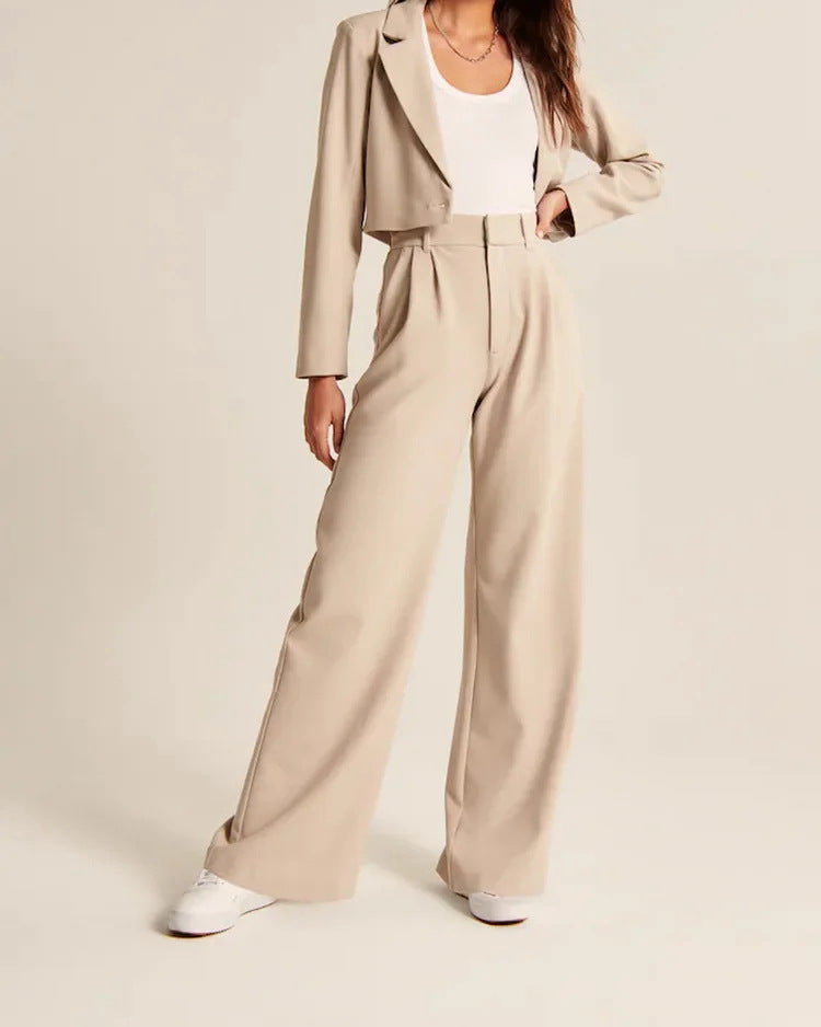 Women's high-waist wide-leg trousers with pockets - view 7