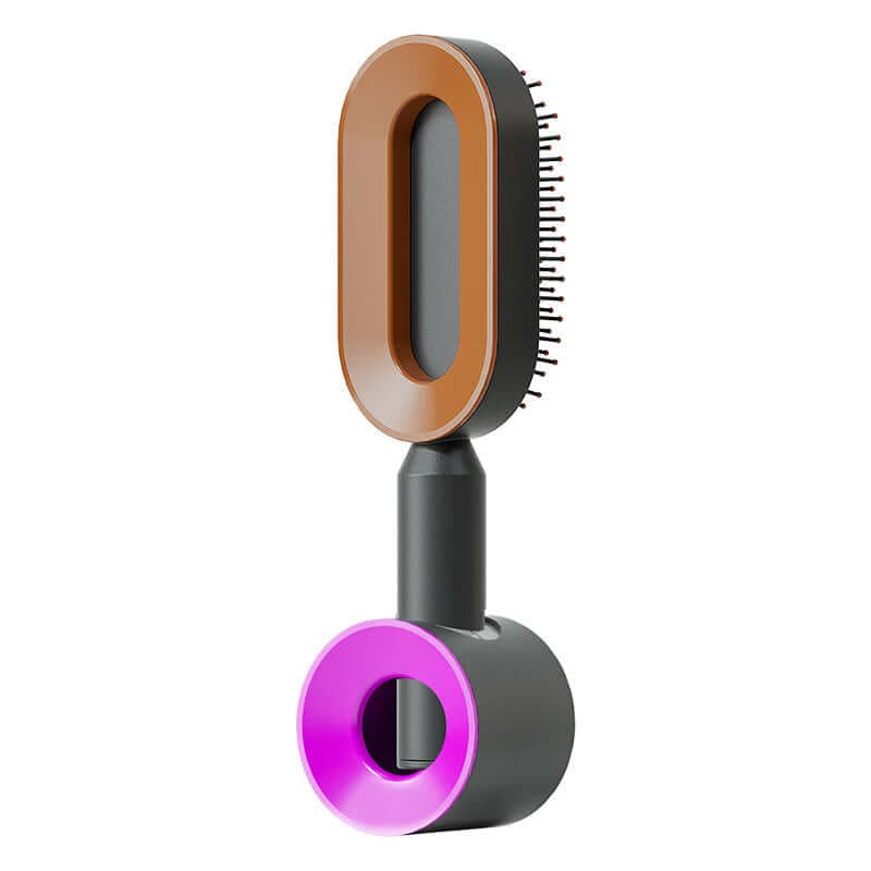 Self cleaning hair brush for women, featuring an innovative design for easy detangling and comfortable scalp massage.