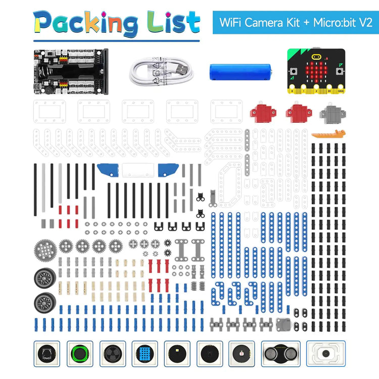 BBC Microbit V2 Robot DIY Electronic Starter Kit for Kids Educational Science Projects STEM Programming with Chargeable Battery