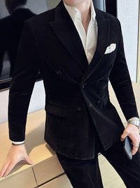 Men's Double-Breasted Velvet Two-Piece Suit | Silver Fox Sales