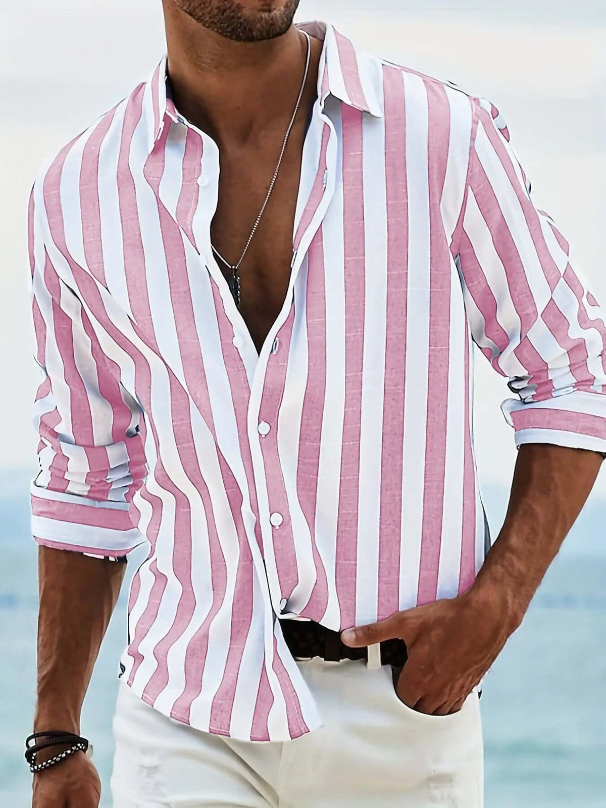 Striped Print Casual Loose Long-sleeved Shirt