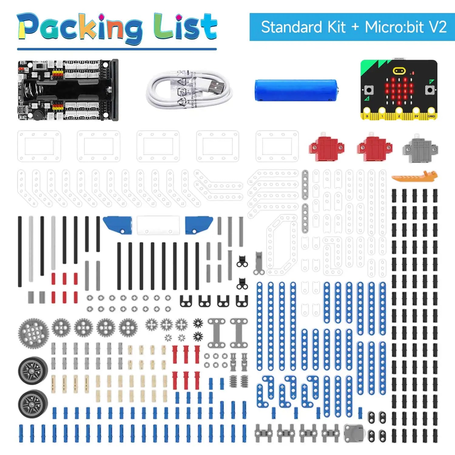 BBC Microbit V2 Robot DIY Electronic Starter Kit for Kids Educational Science Projects STEM Programming with Chargeable Battery