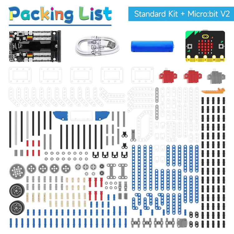 BBC Microbit V2 Robot DIY Electronic Starter Kit for Kids Educational Science Projects STEM Programming with Chargeable Battery