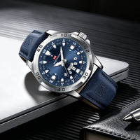 Men’s Business Quartz Watch – Leather Strap & Day-Date Display