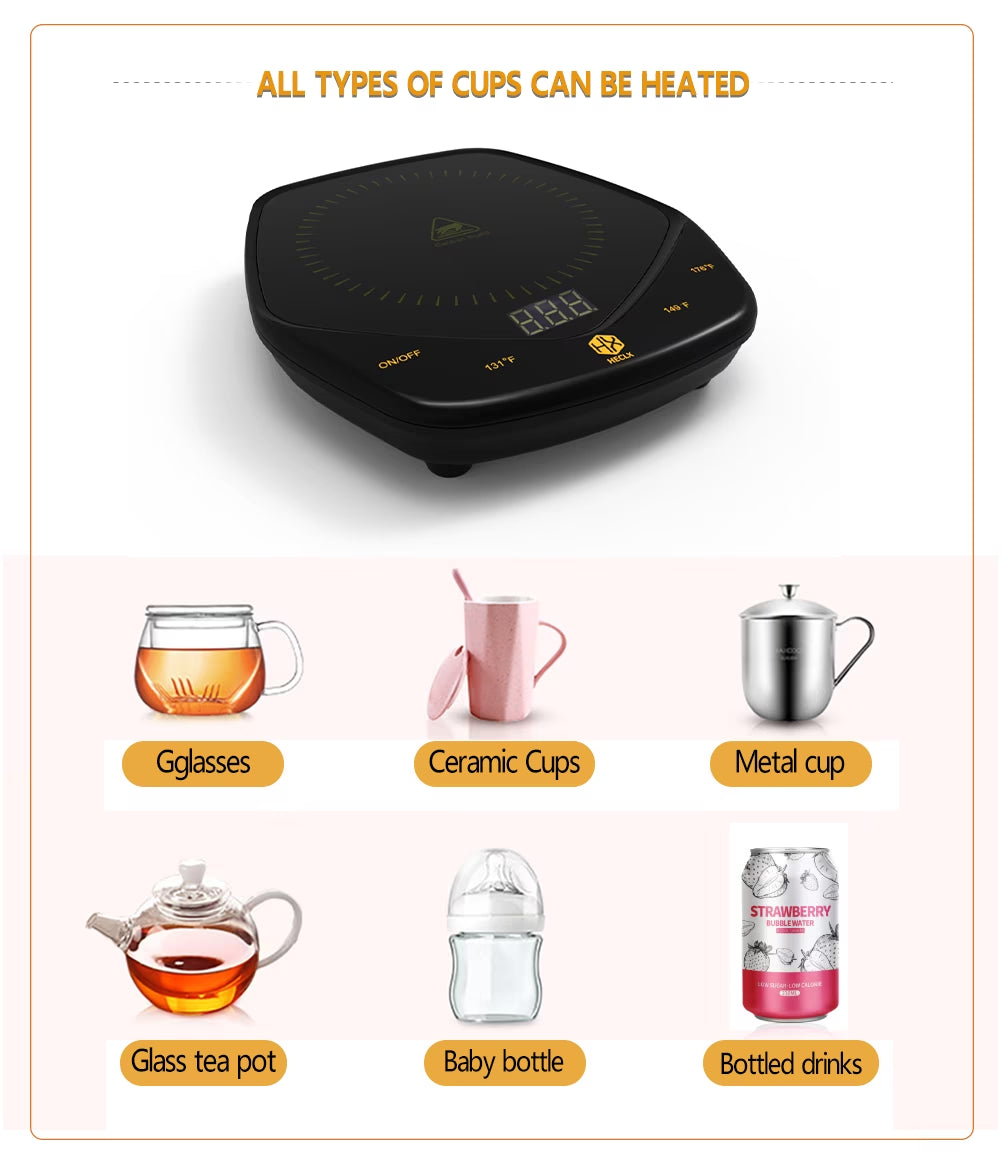 Coffee Mug Warmer Auto Shut off for Desk, 3 Temperature-Controlled Smart Cup Warmer, Electric Tea & Espresso Beverage Warmers for Heating Coffee, Tea, Water, Milk (Black - 14Oz)