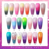 Image showcasing Simple Home Candy gradient UV color change nail polish in various shades.