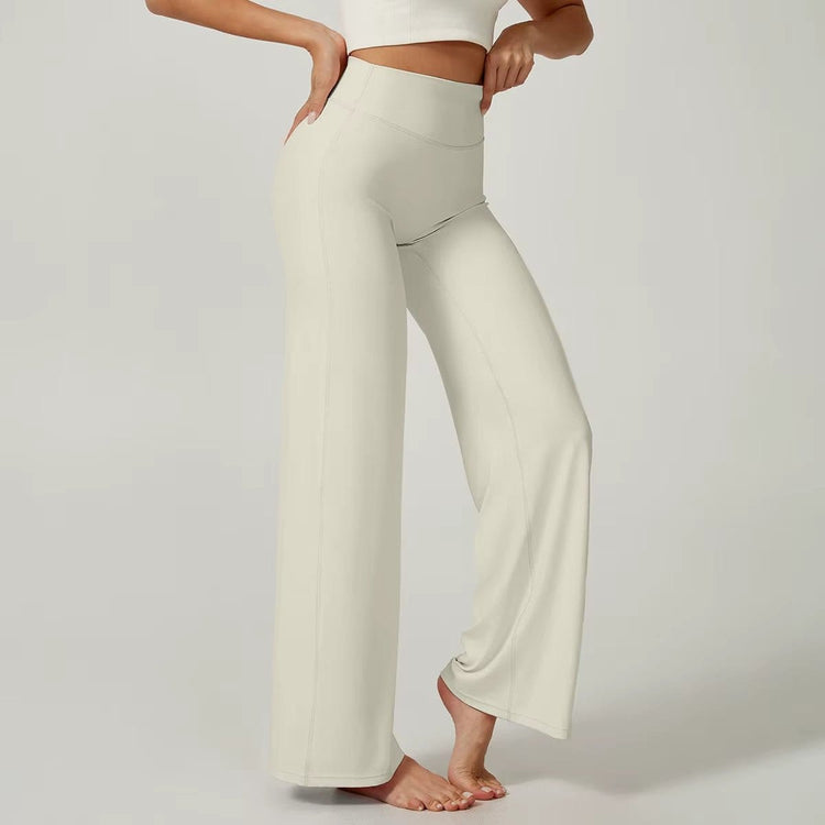 High-Waisted Straight Leg Yoga Pants for Women - Butt Lifting Loose Fit Workout Trousers for a Slimming Effect