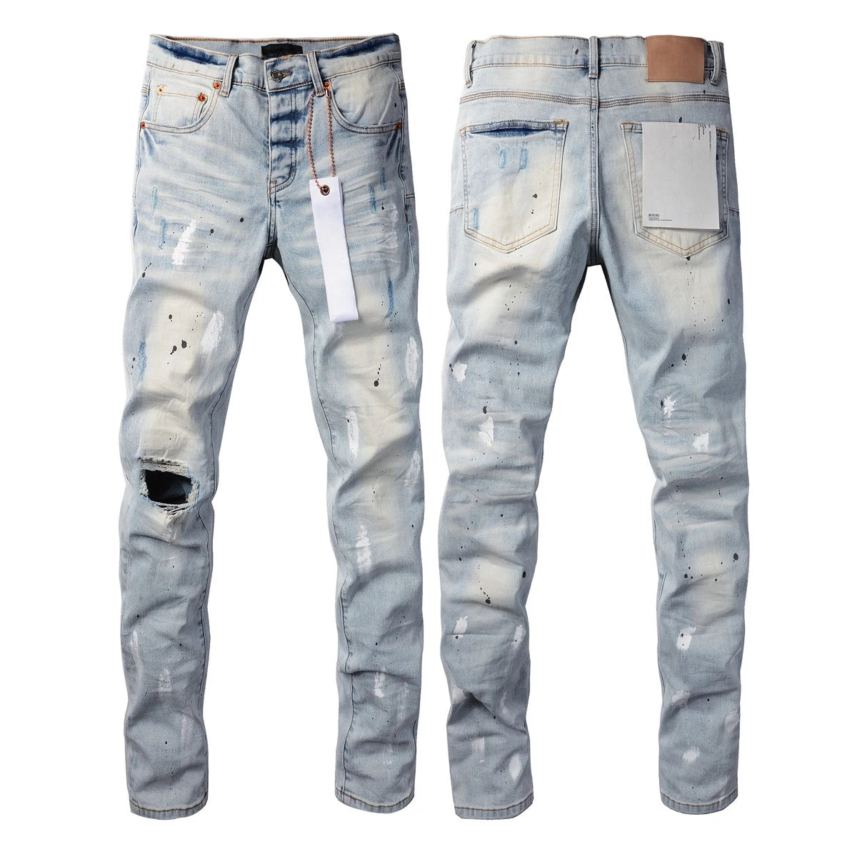 Shanxi Stretchy Slim Straight Pants featuring distressed details, perfect for casual wear in slim straight pants for men.
