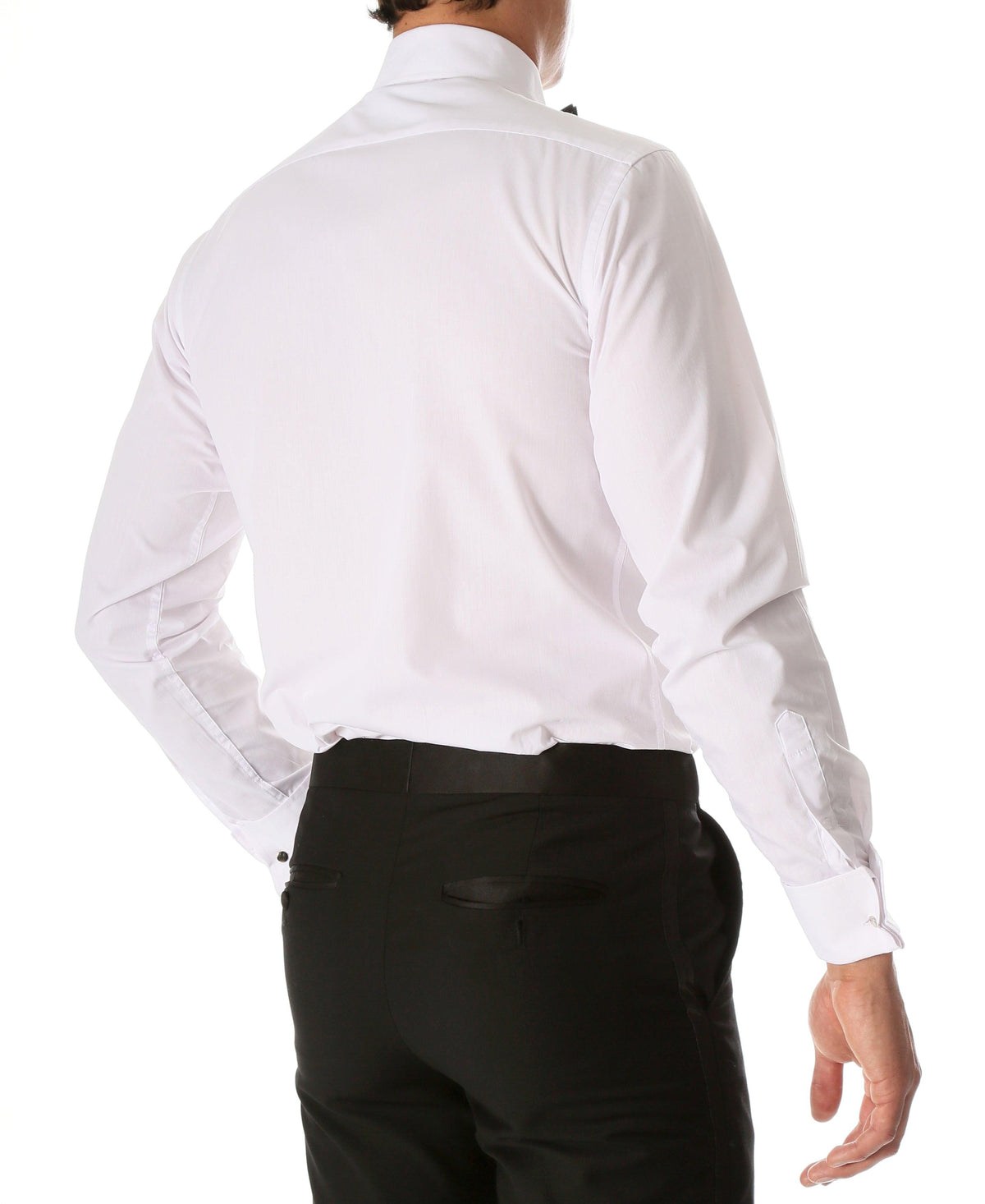 Men's White Slim Fit Tuxedo Shirt – Pique Bib, Lay-Down Collar | Ferrecci Paris