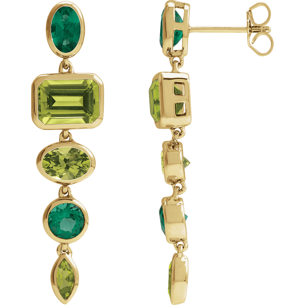 GC Verde Lumière Dangle Earrings | 14K Gold Natural Peridot | Silver Fox Sales