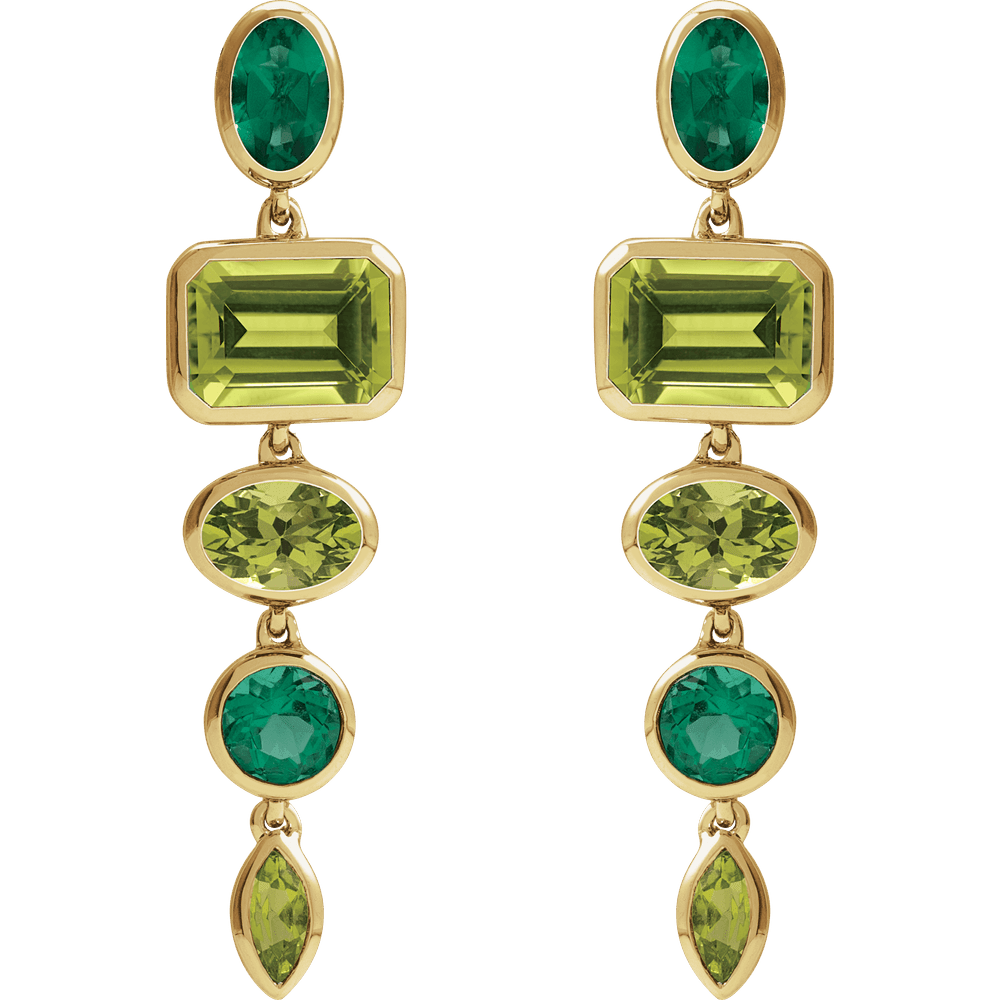 GC Verde Lumière Dangle Earrings | 14K Gold Natural Peridot | Silver Fox Sales