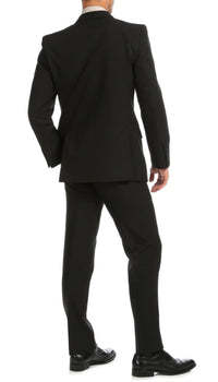 Paul Lorenzo Men's Black Slim Fit 2-Piece Suit - Notch Lapel, Flat Front Pants
