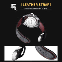 Men's Chronograph-Style Quartz Watch – Luminous Hands, Leather Strap