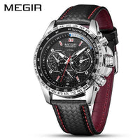 Men's Chronograph-Style Quartz Watch – Luminous Hands, Leather Strap