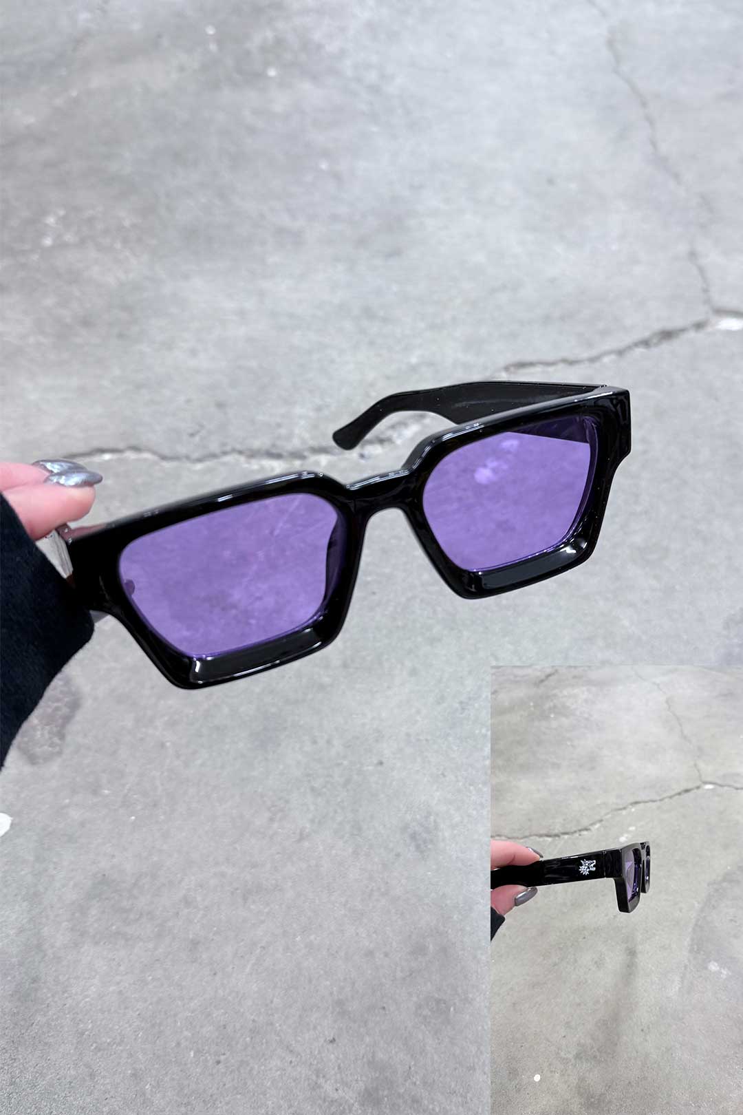 Color Shades - Teddy featuring edgy black frame and purple lenses, perfect for making a bold statement.