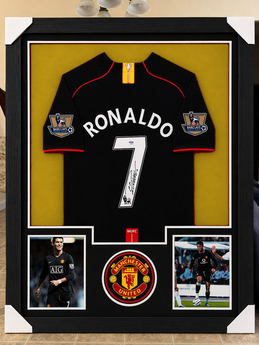 Cristiano Ronaldo signed framed Manchester United jersey