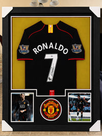 Cristiano Ronaldo signed framed Manchester United jersey