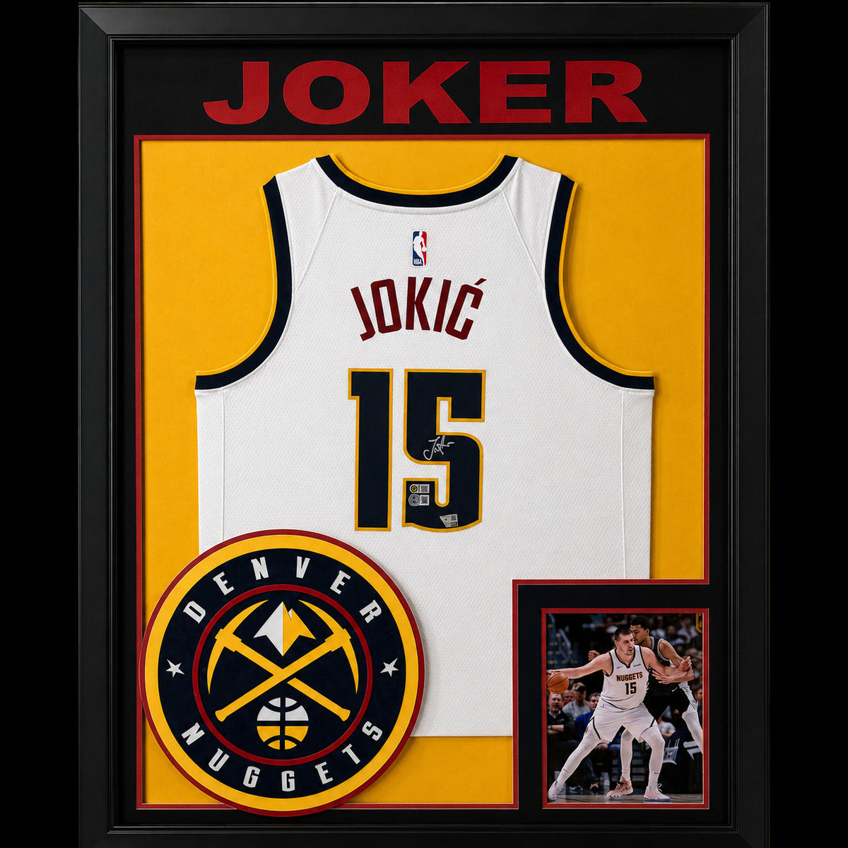 Nikola Jokic signed framed Denver Nuggets jersey