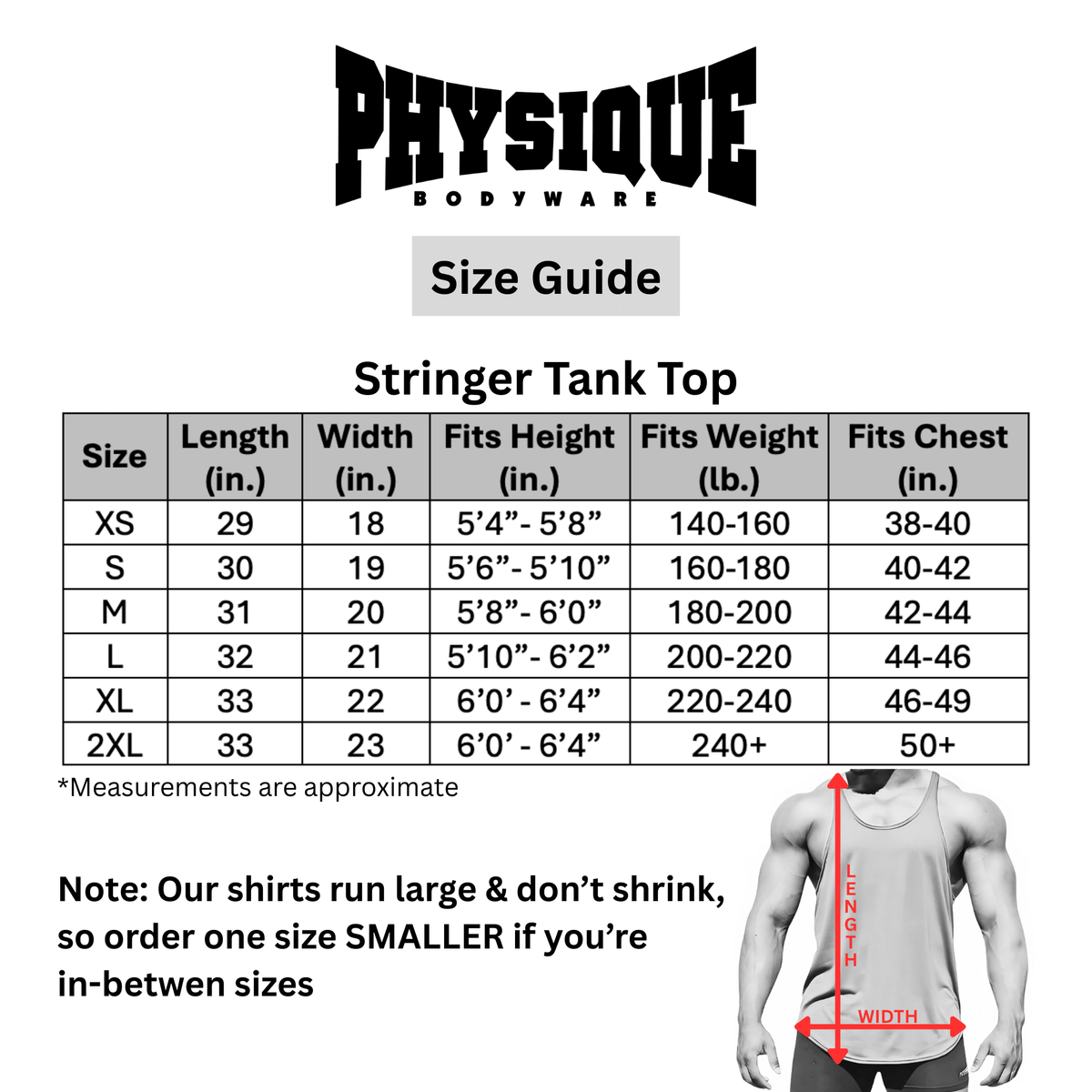 Stringer Tank Top – Made in USA by Physique Bodyware | Silver Fox Sales