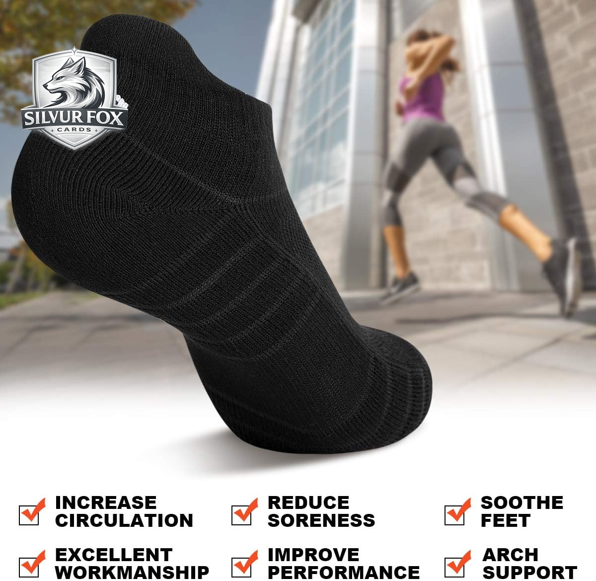Athletic Running Ankle Socks, Low Cut Cushioned Anti-Blister Tab Sports Socks Men Women 6Pairs