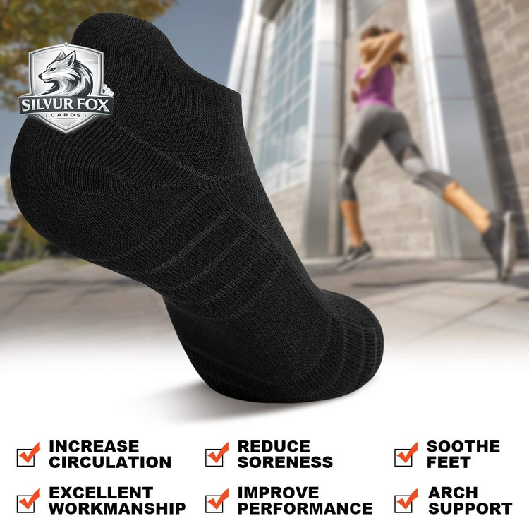 Athletic Running Ankle Socks, Low Cut Cushioned Anti-Blister Tab Sports Socks Men Women 6Pairs