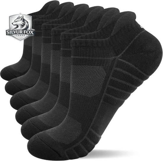 Athletic Running Ankle Socks, Low Cut Cushioned Anti-Blister Tab Sports Socks Men Women 6Pairs