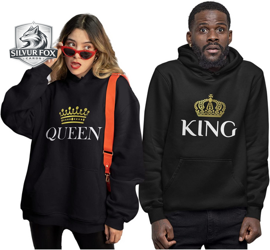 King & Queen Matching Couple Hoodie Set - His & Hers Pullover Hoodies - Valentine&